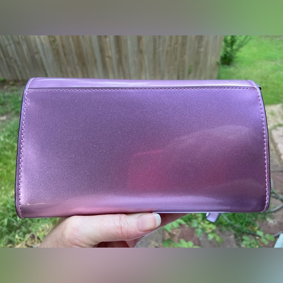 NIB Kate Spade Patent Leather Wristlet Clutch Glossy Purple Wallet in Gift Box - Picture 11 of 13